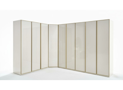 Hochglanz Kleiderschrank Schlafzimmer Schränke Eckschrank Luxus Möbel Gold Beige
