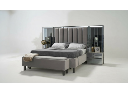 Schlafzimmer Set Bett 2x Nachttisch Hocker Doppel Betten Polster Möbel 4tlg. Neu