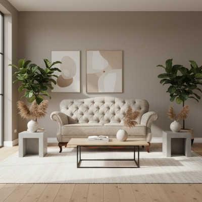 Zweisitzer Chesterfield Couch Sofa Möbel Wohnzimmer Textil Sitzpolster