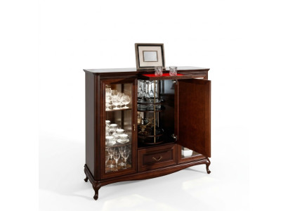 Hausbar Schrank Anrichte mit drehbaren Flaschen Schrank Vitrine Holz