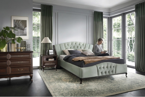 Grünes Chesterfield Bett mit Holz Schlafzimmer Möbel Betten Königlich