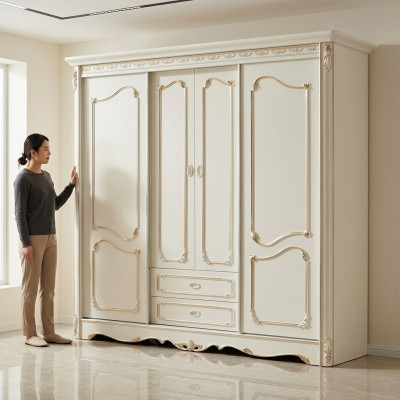 Klassischer Kleiderschrank Möbel Holz Schränke Schlafzimmer Weiß Holz