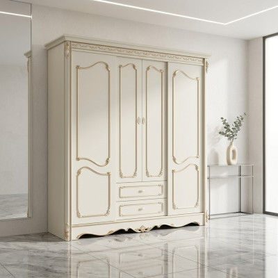 Klassischer Kleiderschrank Möbel Holz Schränke Schlafzimmer Weiß Holz