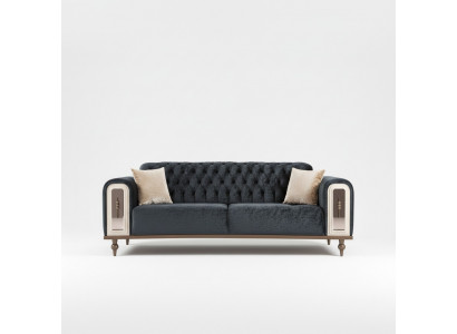 Luxus Dreisitzer Sofa 3 Sitzer Stoff Sofas Design Beige Textil Schwarz