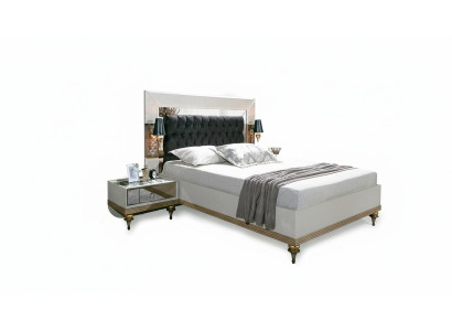 Luxus Bett mit Glas Elementen Doppel Betten Bettgestell Möbel 180x200