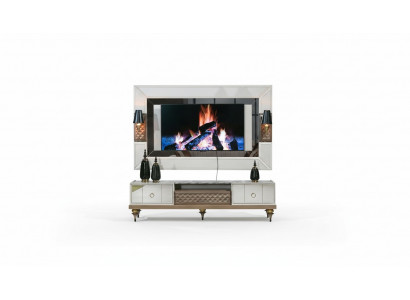 Wohnwand Garnitur rtv tv Ständer Lowboard Tisch Holz Luxus xxl schrank