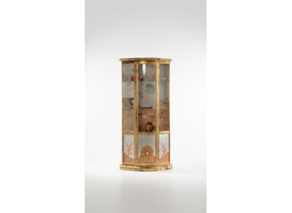 Klassische Vitrine Glas Holz Schrank Vitrine Luxus Möbel Gold Anrichte Italien