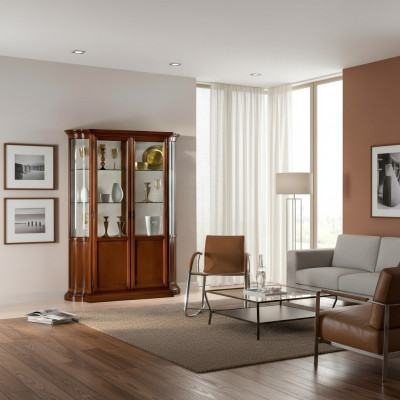 Luxus Holz Vitrine Anrichte Design Schränke Braun Italienische Möbel Schrank Neu