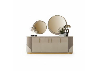 Sideboard 2x Spiegel Wohnzimmer Design Luxus Möbel Konsole Lowboard Beige