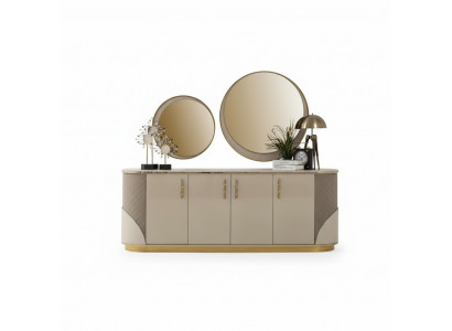 Sideboard 2x Spiegel Wohnzimmer Design Luxus Möbel Konsole Lowboard Beige