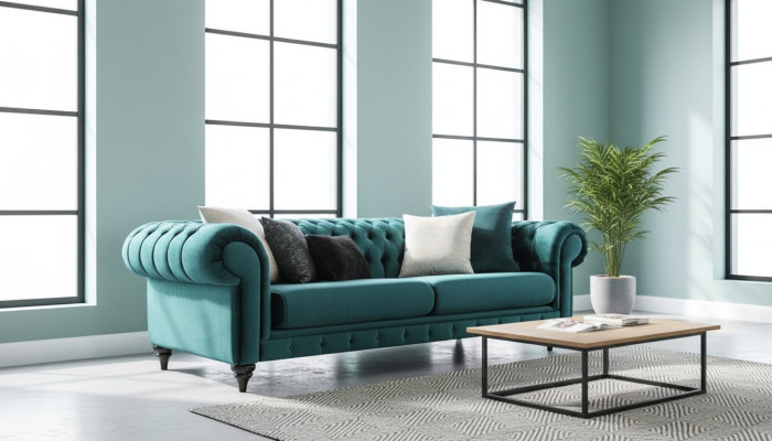 Klassische Chesterfield Dreisitzer Möbel Sofa Luxus Couchen Grün 3 Sitz Sofas