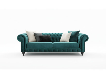 Klassische Chesterfield Dreisitzer Möbel Sofa Luxus Couchen Grün 3 Sitz Sofas