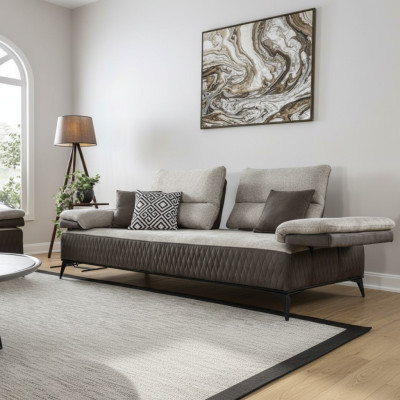 Luxus Dreisitzer Moderne Couch Möbel Grau Couchen Klassische Sofas Stoff Textil