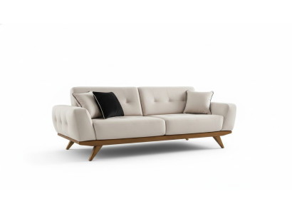 Klassische Sofa 2 Sitz Design Wohnzimmer Polster Holz Leder Moderne Luxus Beige