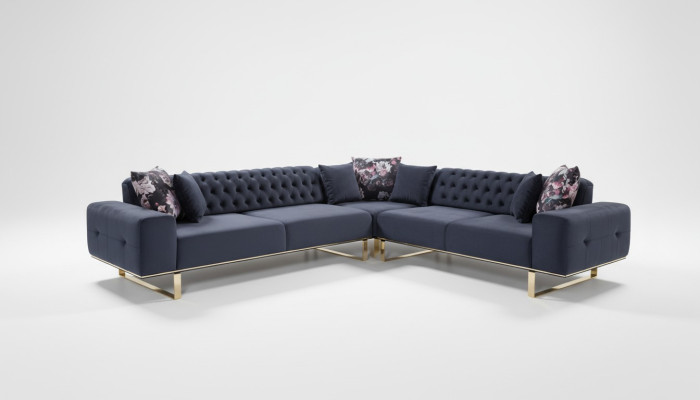 Ecksofa Couch Polster Möbel Garnitur Chesterfield Eckgarnitur Sofa Stoff