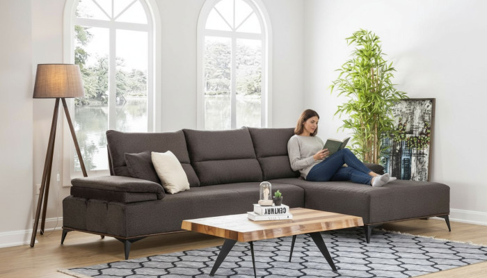 Ecksofa L Form Sofa Couch Design Couchen Polster Textil Eck Garnitur