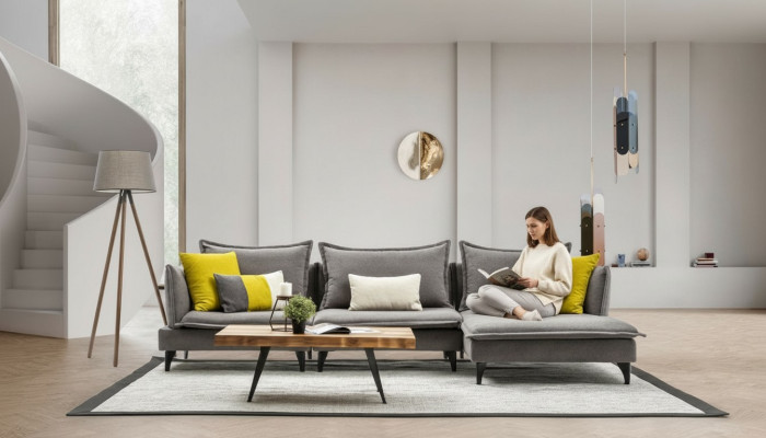 Grau Chesterfield Polstersofa Sofa Ecksofa Garnitur Polster Luxus Ecke Sofas