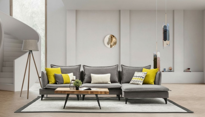 Grau Chesterfield Polstersofa Sofa Ecksofa Garnitur Polster Luxus Ecke Sofas