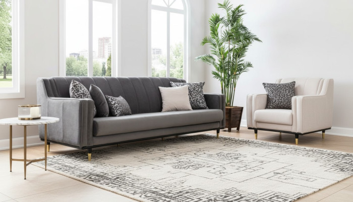 Klassische Grau Sofa 3 Sitz Sofas Sitz Design Couch Dreisitzer Luxus Möbel Stil