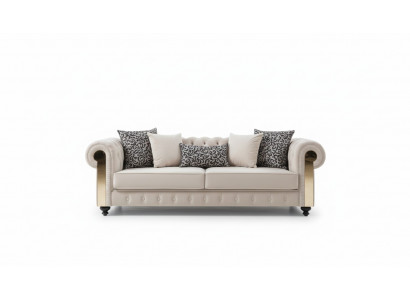 Chesterfield Sofa 3 Sitz Design Wohnzimmer Polster Holz Leder Moderne Luxus