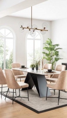 Essgarnitur Essgruppe Möbel Gruppe Esszimmer Esstisch 6x Stuhl Garnitur 7tlg