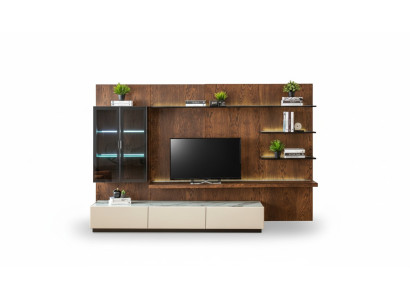 Luxus Wohnwand Schrank Regal Wohnzimmer Vitrine Wohnwände Holz Design