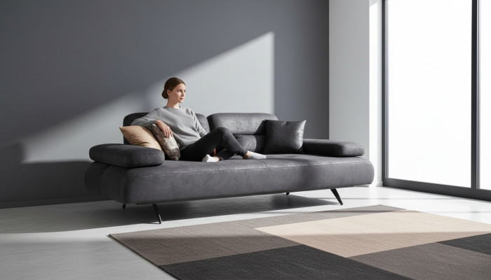 xxl Sofa 4 Sitzer Couch Wohnzimmer Polster Sitz Garnitur Leder Grau Textil