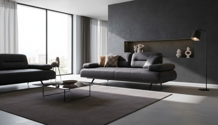 xxl Sofa 4 Sitzer Couch Wohnzimmer Polster Sitz Garnitur Leder Grau Textil