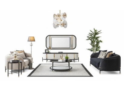 Luxus Set Modern rtv Wohnzimmer Polster Sitz Sofagarnitur 3 + 3 Sitz Couchtisch
