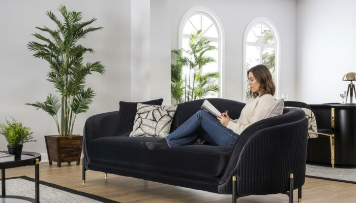 Luxus Sofa 2-Sitzer Stoff Wohnzimmer Modernes Design Sofas Polster Couchen Neu