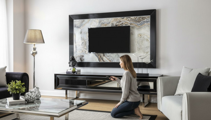 Luxus Wohnwand + Sideboard Lowboard Regal Wohnzimmer Schwarz Hochglanz