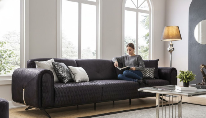 Luxus Sofa 4 Sitzer Leder Wohnzimmer Modernes Design Sofas Polster Couchen