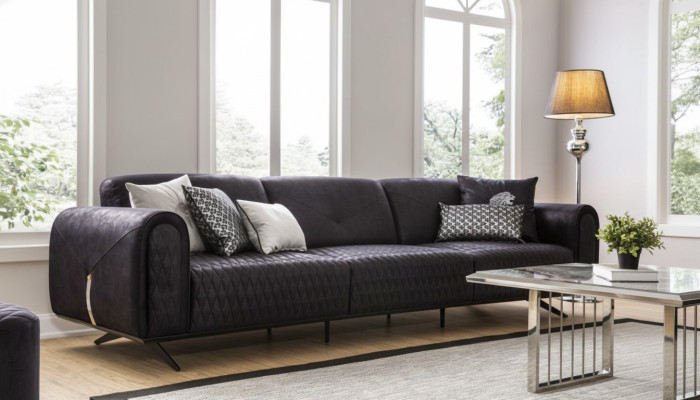 Luxus Sofa 4 Sitzer Leder Wohnzimmer Modernes Design Sofas Polster Couchen