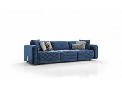 Luxus Sofa 4 Sitzer Wohnzimmer Modernes Design Blau Sofas Leder Couchen Neu