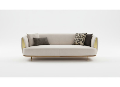 Modernes Sofa 2 Sitzer Polstersofa weiß Textil Sitz Design Couch Sofas Stoff