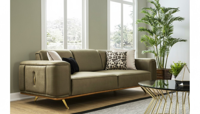 Chesterfield Sofa 4 Sitz Wohnzimmer Viersitzer Design schwarz Textil Couchen