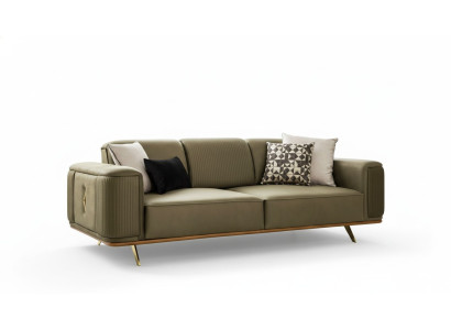 Chesterfield Sofa 4 Sitz Wohnzimmer Viersitzer Design schwarz Textil Couchen