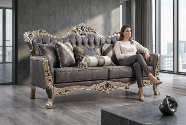 Luxus Sofa 3-Sitzer Stof Wohnzimmer Klassisch Design Sofas Polster Couchen Neu