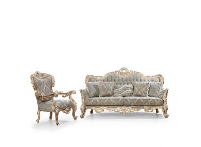 Sofagarnitur Klassische Luxus Sofas Sessel Wohnzimmer set 3+1 Sitz Chesterfield