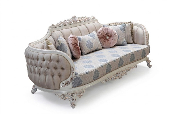 Chesterfield 3 Sitzer Designer Sofa Luxus Polster Sofas Couchen Stoff Textil Neu