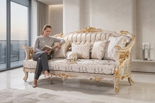 Chesterfield 3 Sitzer Designer Sofa Luxus Polster Sofas Couchen Stoff Textil Neu