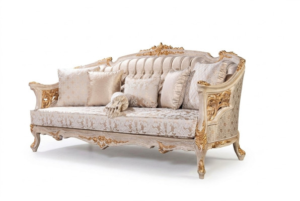Chesterfield 3 Sitzer Designer Sofa Luxus Polster Sofas Couchen Stoff Textil Neu