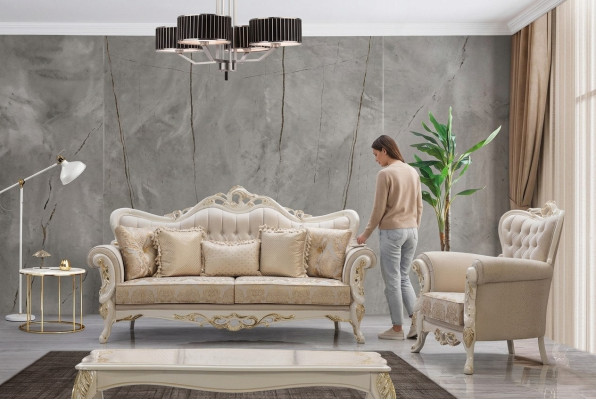 Sofagarnitur 3+1 Sitzer Set Design Sofa Polster Couchen Couch Klassischer Luxus