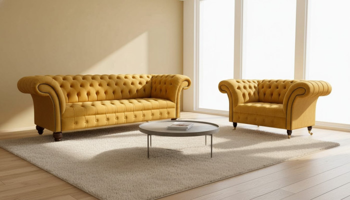Chesterfield Sofagarnitur 2+1 Sitzer Design Polster Modern Garnitur