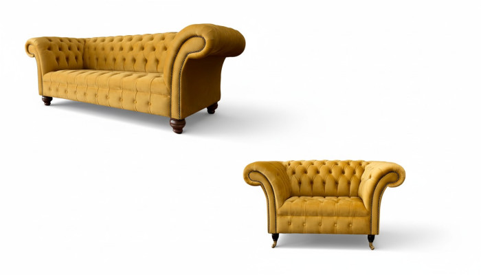 Chesterfield Sofagarnitur 2+1 Sitzer Design Polster Modern Garnitur