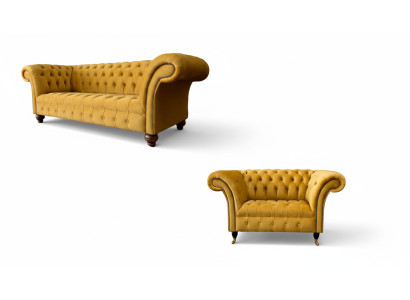 Chesterfield Sofagarnitur 2+1 Sitzer Design Polster Modern Garnitur