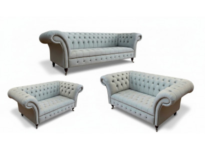 Set Design Sofas Sofagarnitur 3+2+2 Sitzer Polster Stoff Modern