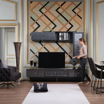 Luxus WohnWand Wohnzimmer Sideboard RTV Regal Wände Schrank