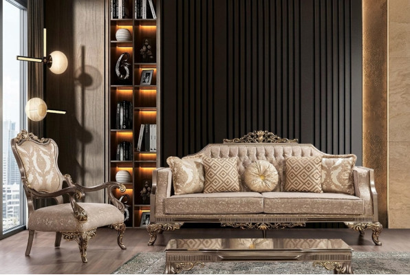 Chesterfield Sofagarnitur mit Couchtisch Sofa Set Polster Möbel 5tlg.