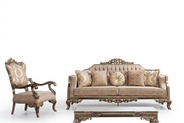 Chesterfield Sofagarnitur mit Couchtisch Sofa Set Polster Möbel 5tlg.